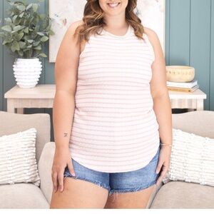 HEIMISH USA Pink and White Fitted Tank Top